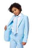 1 x RAW Customer Returns OppoSuits Cool Blue Solid Color Boys Suit - Prom and Wedding Party Outfit - Including Blazer, Pants and Tie - Blue - RRP €55.42