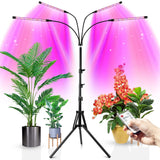 1 x RAW Customer Returns wolezek LED plant lamp with stand, floor plant light full spectrum 4 heads for indoor plants, grow lamp tripod adjustable 15-61 inch, timing 4 8 12H, 3 modes 10-level brightness - RRP €44.99