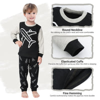 3 x Brand New Balipig Kids Pajamas Set Cotton 2-Piece Long Sleeve Pajamas for Boys Nightwear Pullover Tops and Pants Clothing Set 9-12 Months, Airplane - RRP €72.0