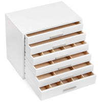 1 x RAW Customer Returns SONGMICS Compysite Wooden Jewelry Box, 6 Tier Jewelry Organizer, Ideal for Necklaces, Earrings, Sunglasses, Watches, Bracelets, White JOW13WT - RRP €60.22