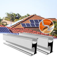 1 x RAW Customer Returns Photovoltaic solar tile roof mounting set, fastening rail roof hook, solar aluminum bracket tile roof, for solar panels 4 x rails, 4 x adjustable measuring pressure, 4 x hooks . - RRP €47.89