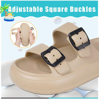 1 x Brand New Children s Slippers Shower Slides Girls Boys Adjustable Double Buckle Sandals Pool and Beach Shoes Flip Flops, Khaki A, 29 30 EU - RRP €51.6