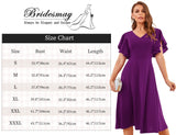 5 x Brand New bridesmay Grape Purple Midi Cocktail Dresses for Women Sexy V-Neck 50s Retro Petticoat Pleated Skirt Festive Elegant Evening Dresses With Sleeves Swing Party Dresses Grape S - RRP €138.0