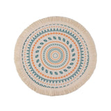 1 x Brand New SWECOMZE Boho Round Placemats 33cm Woven Cotton Placemats Coasters Set of 2 with Tassel Placemat for Dining Room Kitchen Table Decoration Party Wedding etc Provence Green Orange  - RRP €20.4