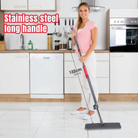 1 x RAW Customer Returns MASTERTOP Microfiber Flat Mop, 132cm Floor Mop with 6 Reusable Microfiber Pads, Mop with Wringing Function for Cleaning Hardwood, Tiles, Laminate, Marble - Gray Red - RRP €23.99