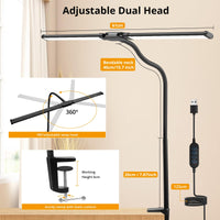 1 x RAW Customer Returns Woputne 60CM LED Desk Lamp, 860LM Double Head Desk Lamps, Super Wide Bright, 30 Lighting Modes, Flexible Gooseneck, Clampable Desk Lamp for Study, Office, Crafts - RRP €24.85