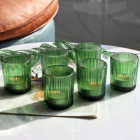 1 x RAW Customer Returns Vohocandle 12pcs Ribbed Glass Tealight Holders, Green Ribbed Votive Candle Holders for Wedding Party Table Centerpieces, Glass Tealight Holders as Birthday Gift - RRP €23.18