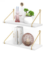 1 x RAW Customer Returns Afuly Wall Shelf White Wood Gold Metal Shelves for Walls Modern Bathroom Children s Room Kitchen Living Room Set of 2 - RRP €29.5