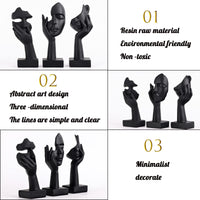 1 x RAW Customer Returns oliruim Black Home Decor, Woman Face Statue, Collectible Statue for Modern Home, Living Room, Bookcase, Black Desk Decor, 3-Piece Set 3-Piece Black  - RRP €29.5