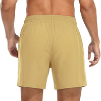 1 x Brand New Yaavii swimming shorts men s swimming trunks with compression liner 2 in 1 quick-drying beach trousers men s board shorts with zip pockets khaki M - RRP €15.12