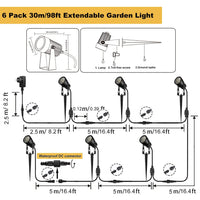 1 x RAW Customer Returns 30M garden spotlight LED ground spike Spurleh 6-pack garden lighting with power IP65 waterproof garden spots LED outdoor garden lamp 3000K warm white COB garden light ideal for outdoor garden lawn garden path - RRP €72.99