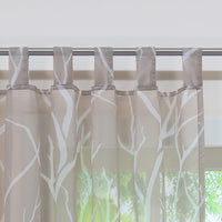 1 x RAW Customer Returns HongYa 1 piece loop curtain, transparent curtain, voile curtain with loops, branches pattern, H W 175 140 cm, sand - RRP €25.2