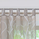 1 x RAW Customer Returns HongYa 1 piece loop curtain transparent curtain scarf voile curtain with loops branches pattern H W 225 140 cm sand - RRP €28.22