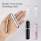 3 x Brand New Pack of 4 perfume atomizers for on the go, 5 ml mini perfume atomizer refillable, empty perfume filler portable perfume travel bottle, perfume filler for handbag, travel black, silver, gold, pink  - RRP €19.05