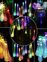 1 x RAW Customer Returns LooHome Homey-Decor Solar String Lights Raindrop 30 LED Colorful Outdoor 8 Modes IP65 Waterproof Decoration for Garden Trees Patio Party Colorful Raindrops - RRP €18.98