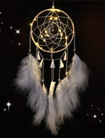 1 x RAW Customer Returns Nice Dream Dream Catcher with LED Light, Handmade Dreamcatcher with Feathers, Maiden Room Bedroom Romantic Decoration, for Wall Hanging Home Decor Ornaments Crafts Grey - RRP €9.99