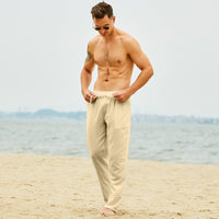 17 x Brand New Lanckeli Men s Linen Pants Summer Drawstring Beach Yoga Pants, Loose and Lightweight Casual Long Trousers. - RRP €484.67