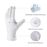 1 x RAW Customer Returns COOLJOB 6 Pairs White Cotton Eczema Gloves for Women Men with Wash Bag 100 Cotton Moisturizing Protective Gloves for Dry Hands Jewelry Inspection 6 Pairs, Size - RRP €10.09