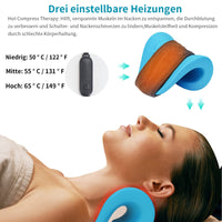 1 x RAW Customer Returns GINEKOO Heated Neck Stretcher, Neck Cloud - Cervical Traction Device with Heating Pad, Neck and Shoulder Relaxer, Neck Chiropractic Pillow for TMJ Pain Blue  - RRP €39.89