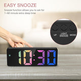 1 x RAW Customer Returns LOFICOPER Digital Alarm Clock, 6.5 LED Alarm Clock with Sound Control, Large Color Font, 3 Brightness, 3 Alarm, 12 24 Time Date Temperature, USB Cable - Colorful - RRP €10.07