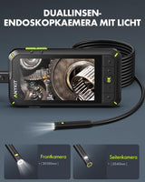 1 x RAW Customer Returns Dual lens endoscope camera with light, Anykit 7.9mm inspection camera with 4 IPS screen, sewer camera with 8 1 adjustable LEDs, IP67 waterproof snake camera, 5M semi-rigid cable, 32GB card - RRP €100.84