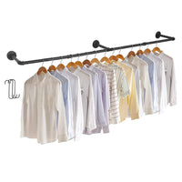 1 x RAW Customer Returns unho Wall Mounted Clothes Rail, Industrial Style Pipe Clothes Rack Wall Mounted, Wall Mounted Wardrobe for Bedroom Living Room 3 Bases  - RRP €41.8