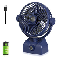 1 x RAW Customer Returns Wastou Table Fan, USB Rechargeable Desk Fan, Portable Tower Fan with 10000mAh Battery, Adjustable Speed, Rotatable Head for Home and Office Blue  - RRP €19.33