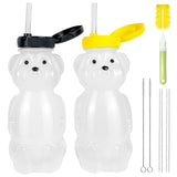 1 x RAW Customer Returns Budding Bear drinking bottle with straw for children 230ml 2 pieces - straw cup honey bear - BPA free - drinking bottle children s straw for language development - 2 straws 3 cleaning brushes included - RRP €12.86