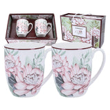 4 x Brand New CARMANI - Mug set of 2 decorated with water lilies 400ml - RRP €81.6