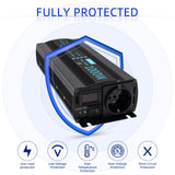 1 x RAW Customer Returns CAPTOK voltage converter 1000W 2000W pure sine wave car inverter DC 12V to AC 230V EU socket LCD digital display converter - RRP €80.66