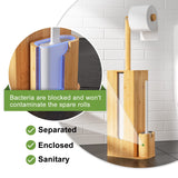 1 x RAW Customer Returns Rainsworth standing toilet paper holder with toilet brush - 3 in 1 bamboo toilet set with toilet paper holder and storage, toilet paper holder with brush, HBT 71.6 x 15.5 x 21.5 cm - RRP €50.94