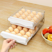 2 x Brand New HZE Egg Container for Refrigerator, Push-Pull Egg Storage, Double-Tier Refrigerator Organizer Eggs, 32 Grid Egg Organizer Refrigerator, White Kitchen Refrigerator Egg Organizer - RRP €39.98