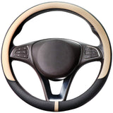 1 x RAW Customer Returns COFIT Breathable Steering Wheel Cover Microfiber Leather with Center Marking Steering Wheel Cover M 37-39cm Beige and Black - RRP €19.99