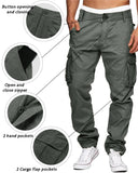 1 x RAW Customer Returns LVCBL men s cotton cargo pants with 6 pockets including belt outdoor pants black L - RRP €32.24