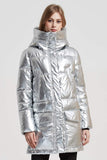 1 x RAW Customer Returns Giolshon Women s Puffer Jacket Lightweight Padding Bubble Hood Coat Warmth Outerwear 20070 Silver L - RRP €60.49