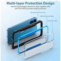 1 x RAW Customer Returns Sicher Case for iPhone 13 Pro MAX Metal Frame, Transparent Back Shockproof Case for iPhone 13 Pro MAX 6.7 Inch, Wireless Charging, Navy Blue - RRP €19.34