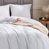 1 x RAW Customer Returns WAVVE bed linen 200x200 3-piece white - duvet cover 200 x 200 set with pillowcases 80x80 cm, bed linen sets 2x2m made of microfiber with zipper, soft and non-iron, white - RRP €25.99