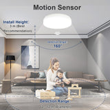 1 x RAW Customer Returns HELIOTION ceiling light LED with motion detector, flat ceiling lamp 28CM round, veranda twilight sensor light 18W 4000K 1440LM IP44 for bathroom hallways cloakrooms garage basement apartment public area - RRP €35.99