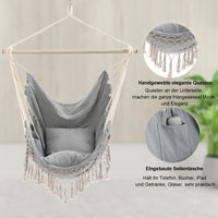 1 x RAW Customer Returns Hammock Chair Large Hammock Swing, 110 x 150cm Load 150kg, Cotton Hanging Chair Hardwood Spreader Bar Wide Seat Rocking Chair - RRP €36.97