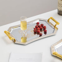 13 x Brand New VISIBLE Solid Walnut Wood Serving Tray with Brass Handles for Home Decor Farmhouse Serving Food Dinner Coffee Tea 1pc Small  - RRP €265.2