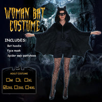 1 x RAW Customer Returns Ulikey Bat Costume for Adults, Vampire Carnival Costumes with Hood for Women, Carnival Black Bat Romper Costumes Adult Bat Costume for Carnival - RRP €19.99