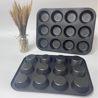 5 x Brand New Non-stick muffin paper 12 cupcake mold 2 pieces, carbon steel, 37.5 28.5 3.2 cm, mini cupcake mold for 12 muffins, non-stick coating, cupcakes - RRP €50.35