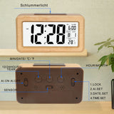 2 x RAW Customer Returns Omiurar Alarm Clock, Easy Setting Bamboo Digital Alarm Clock with Temperature, Date, Backlight, Snooze, for Bedroom, Bed, Home, Office, No Ticking - RRP €33.86