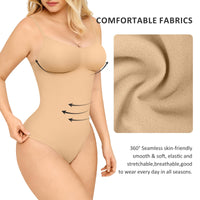 1 x RAW Customer Returns FeelinGirl Shapewear Women s Body Tummy Control Seamless Bodysuit V-Neck Shaping Sringbody Overbust Seamless Bodyshape with Adjustable Strap Ochre M L - RRP €33.99