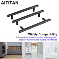 1 x RAW Customer Returns AITITAN 10 pieces cabinet handles black - 180 mm length hole center to hole center 128 mm knurled furniture handles black handles for kitchen cabinets kitchen handles black - RRP €38.98