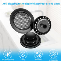 1 x RAW Customer Returns 3Pcs Kitchen Sink Stopper Strainer, Stainless Steel Sink Strainer Basket Sink Filter Sink Plug Set, Universal Anti-Clogging Sink Disposal Stopper Sink Strainer for Kitchen Sink Black  - RRP €13.49