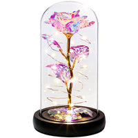 10 x Brand New Airabc Eternal Rose in Glass Gift Roses for Women, Beauty and the Beast Rose Artificial Flowers Rose Gift with LED Light in Glass Dome on Wooden Base for Home Decor Birthday Valentine s Day - RRP €201.6