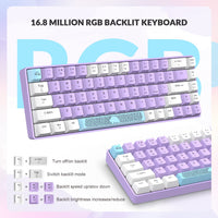 1 x RAW Customer Returns YINDIAO T8 60 Mechanical Gaming Keyboard, 68 Keys TKL Compact Layout, Wired Mini Keyboard, 18 RGB Lighting, Blue Switch, Anti-Ghosting, Pro USB-C Coiled Cable, for PC, MAC, PS4, XBOX-Lavender - RRP €57.99