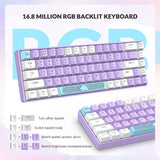 1 x RAW Customer Returns YINDIAO T8 60 Mechanical Gaming Keyboard, 68 Keys TKL Compact Layout, Wired Mini Keyboard, 18 RGB Lighting, Blue Switch, Anti-Ghosting, Pro USB-C Coiled Cable, for PC, MAC, PS4, XBOX-Lavender - RRP €57.99