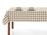 1 x RAW Customer Returns LAN LAN - Gingham Rectangular Tablecloth, Washable, Gorgeous Indoor and Outdoor Tablecloths, Ideal Tablecloths for Picnics and Outdoor Gatherings 140 x 250, Beige  - RRP €25.49